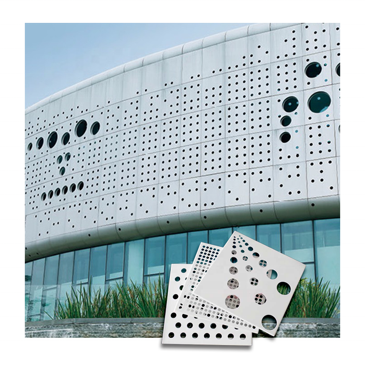 Aluminium Curtain Wall Building Decorative CNC hole punching Panel Metal Aluminium Building Facade H