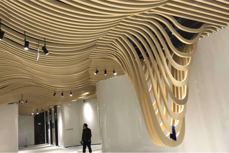 interior aluminum extrusion profile ceiling decoration wooden coated ceiling tile indoor ceiling pan